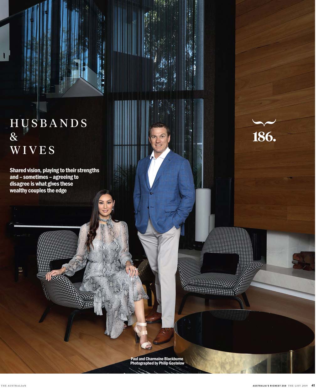 Charmaine and Paul Blackburne portrait - The Weekend Australian Magazine - Rich List