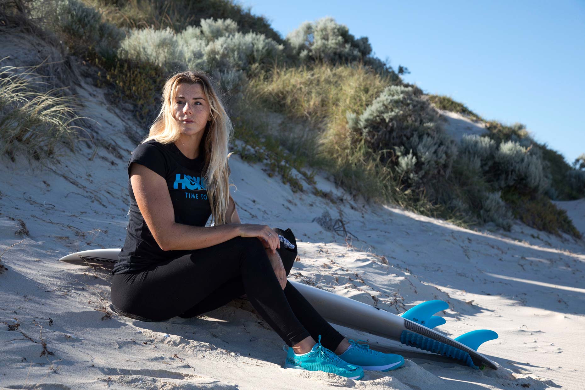 Huck Hoka with English surfer Lucy Campbell 