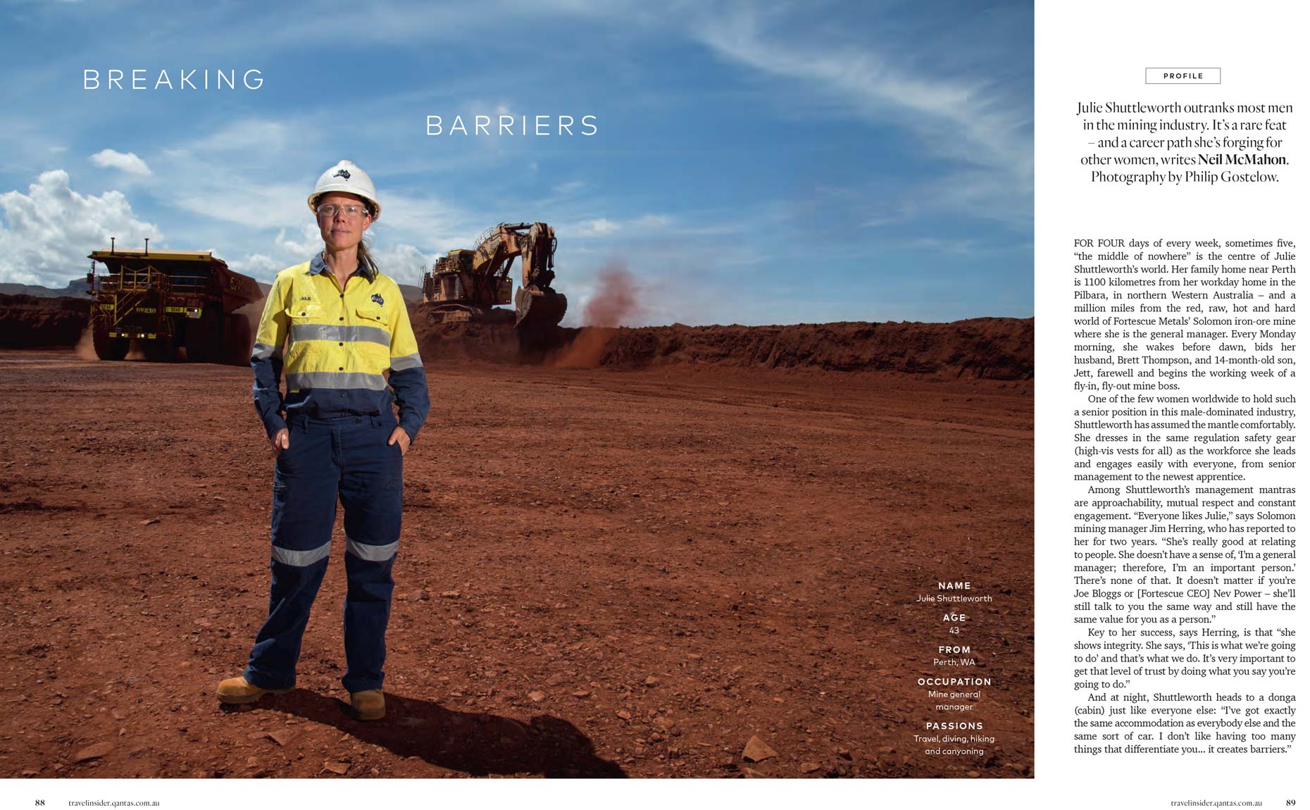 Qantas inflight magazine - Female Mine Manager at FMG